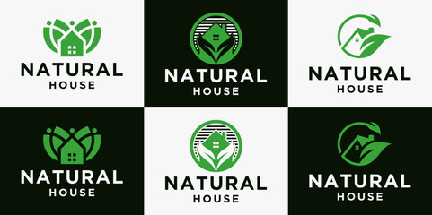 Naklejka premium abstract house design, vector green house design, eco-friendly house with nature concept