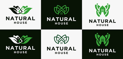 abstract house design, vector green house design, eco-friendly house with nature concept