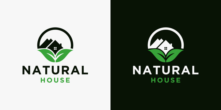 abstract house design, vector green house design, eco-friendly house with nature concept