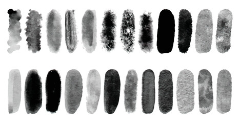 Black set paint, ink brush, brush strokes, brushes collection brush stroke paint boxes white background
