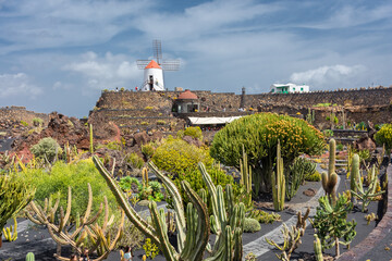 Lanzarote, Spain, 19 March 2022 : The Cactus Garden, called 