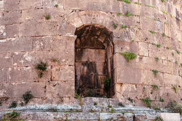 Fototapeta na wymiar view of an Old wall ruin of an old building in the old town of Antalya Turkey