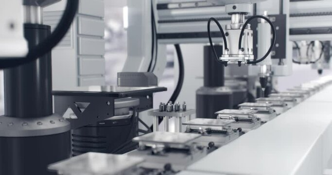 Factory line production industrial product. Medicine, technology, science. Automated machine in a production line.Technology and automation. 3d render