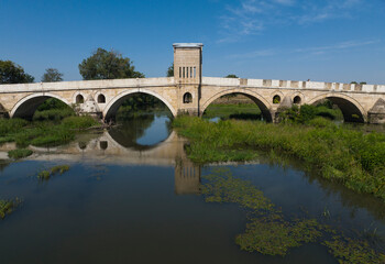 Obraz premium Tunca and Meric Bridge Drone Photo, Edirne Turkey