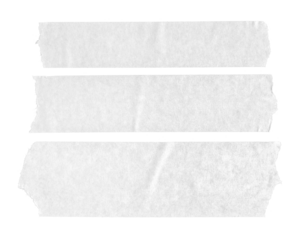 Set of three gray blank paper tape stickers isolated. Template mock up