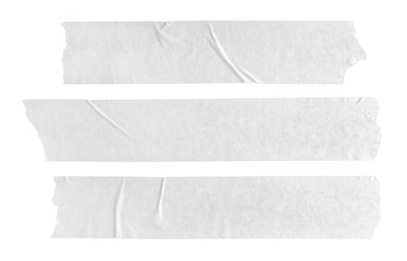 Fototapeta Set of three gray blank paper tape stickers isolated. Template mock up obraz
