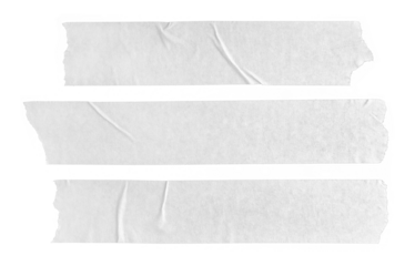 Set of three gray blank paper tape stickers isolated. Template mock up