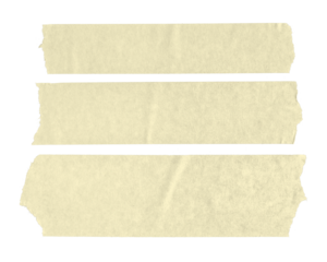 Set of three beige blank paper tape stickers isolated. Template mock up