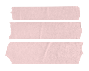 Set of three pink blank paper tape stickers isolated. Template mock up