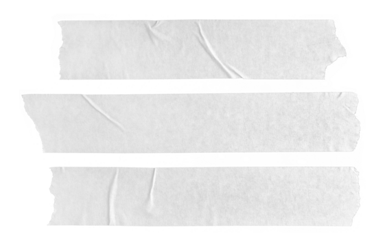 Set of three gray blank paper tape stickers isolated. Template mock up