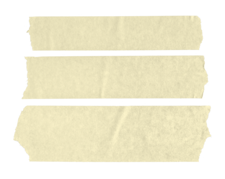 Set of three beige blank paper tape stickers isolated. Template mock up