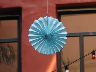 blue festive ornament in the city