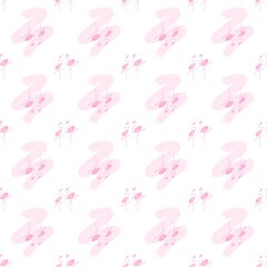 Pink flamingo pattern. Simple watercolor drawing. White background. Picture for fabric.