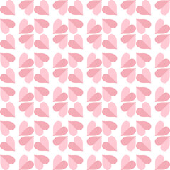 Pink paper hearts texture on white background. Romantic vector seamless pattern. Minimal design for St. Valentine's Day and Mother's day.
