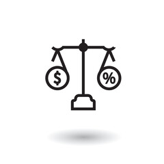 interest rates. dollar and interest icon. isolated on white background.

