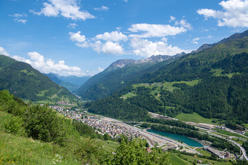 Fototapeta na wymiar The village Airolo in the Swiss Alps (Switzerland)