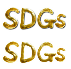 立体の「SDGs」のアルファベットアイコンセット（金色）