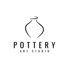 pottery art in line style logo design