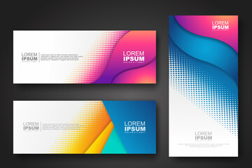 Obraz premium Banner set design template in trendy dynamic gradient colors