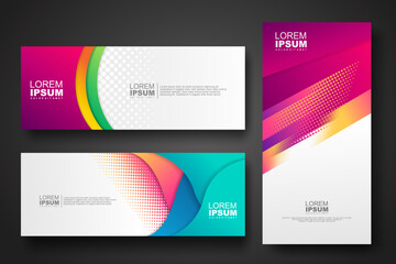 Banner set design template in trendy dynamic gradient colors