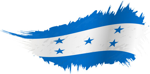 Flag of Honduras in grunge style with waving effect.