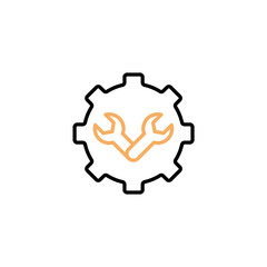 Obraz premium Wrench and Gear Cogwheel line icon. Simple element illustration. Wrench and Gear Cogwheel concept outline symbol design.