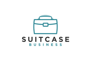 Suitcase logo design briefcase baggage icon symbol fashion handbag illustration line style