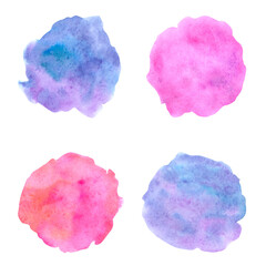 Set of colorful watercolor splashes abstract hand drawn background for design