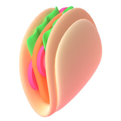 Taco in 3d render for graphic asset web presentation or other