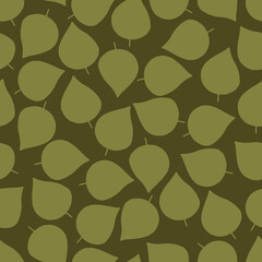 Two-colored autumn seamless pattern with leaves, green colors. Perfect for wallpaper, gift paper, pattern fills, web page background, autumn greeting cards. Vector illustration