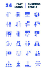 Simple Set of Business People Related Vector Line Icons. Contains such Icons as One-on-One Meeting, Workplace, Business Communication, Team Structure and more.