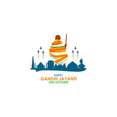 Vector illustration of Happy Gandhi Jayanti banner