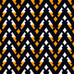 Ethnic seamless pattern. Freehand zigzag stripes print. Boho chic background. Tribal wallpaper. Brush wavy lines. Handdrawn geometric ornament. Chevron backdrop. Indigenous image. Vector artwork.