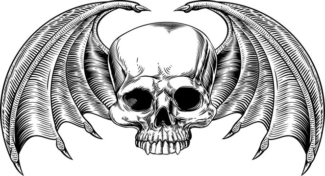 Grim Reaper Winged Skull