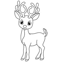Cute deer cartoon coloring page illustration vector. For kids coloring book.