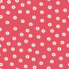 Floral seamless pattern. Plants and flowers cute summer print. Vector illustration.