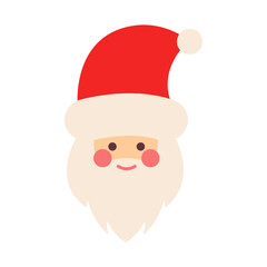 Flat Christmas icon. Christmas and Happy New Year greeting. Happy holidays Christmas card, poster, banner, frame. Flat vector illustration or icon Santa Claus