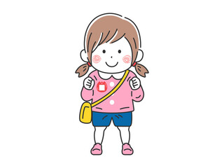 制服を着た、幼稚園児の女の子のイラスト