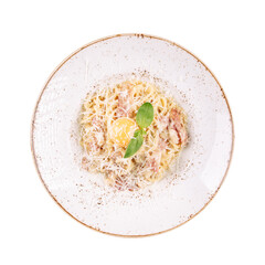 Portion of carbonara pasta