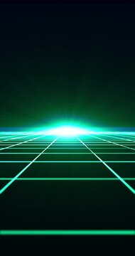 The camera advances through the space of the blue grid lines. Seamless loop. Vertical video.