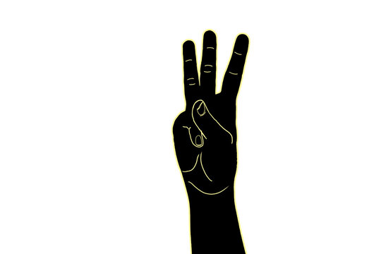 finger count of number 3 - three two 1, 3 to 1 and 1 to 3, number three symbol
