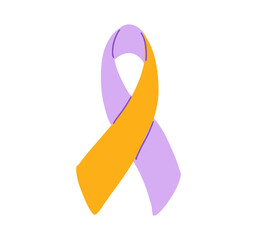 Eczema National Awareness Month October handwritten lettering and purple and orange support ribbon. Web banner vector template