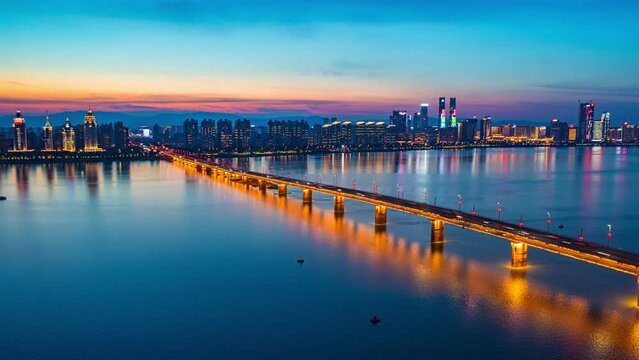 Time-lapse photography of city scenery of Nanchang, Jiangxi, China