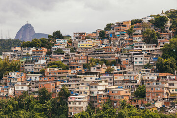 Favela and the Cristo Redentor in Rio de Janeiro 