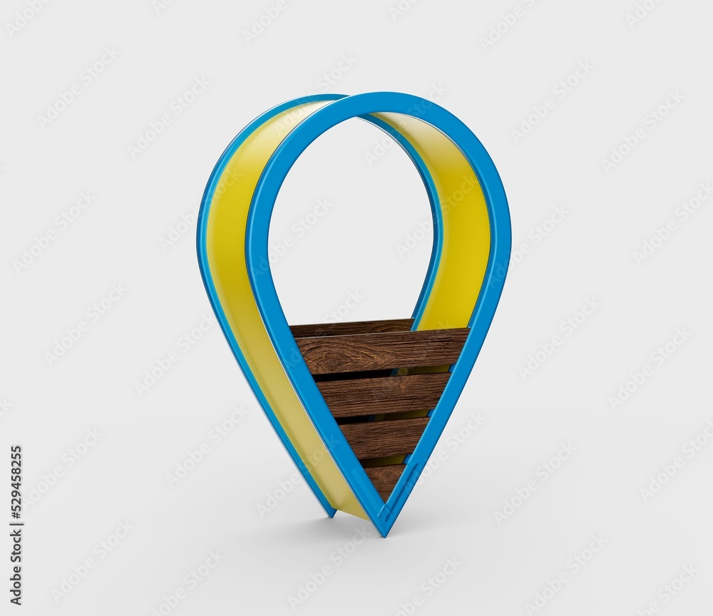 Poster 3d rendering of a location pin pointer of a map isolated on a white background