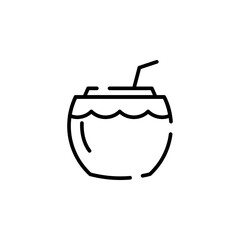 Coconut Drink, Juice Dotted Line Icon Vector Illustration Logo Template. Suitable For Many Purposes.