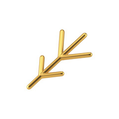 Gold minimalist christmas realistic twig 3d render
