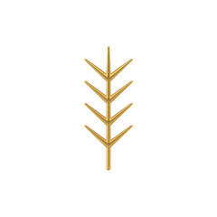 Christmas golden sprig decor. Holiday branch in minimal style