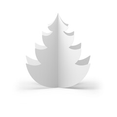 Christmas white spruce cut from 3d paper. Realistic souvenir with minimal design