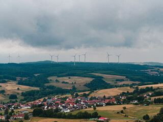 wind farm in the mountains